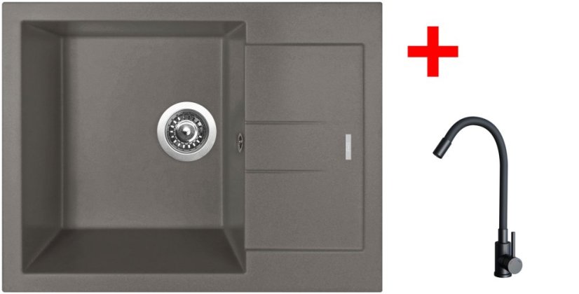 Sinks AMANDA 650 Truffle + ELASTA černá matná