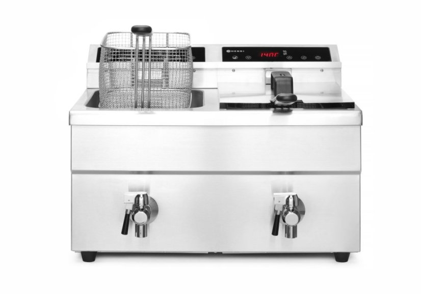 Indukční fritéza s výpustí - 2 x 8 l, HENDI, Profi Line, 16L, 230V/7000W, 577x609x(H)410mm