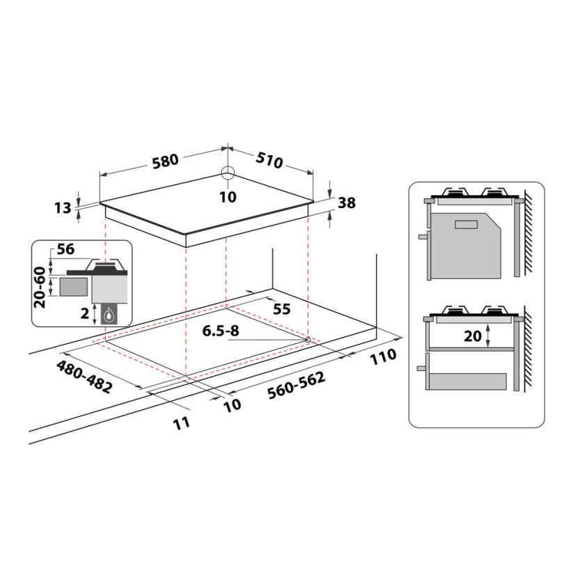 Plynová varná deska Whirlpool TKRL660IX