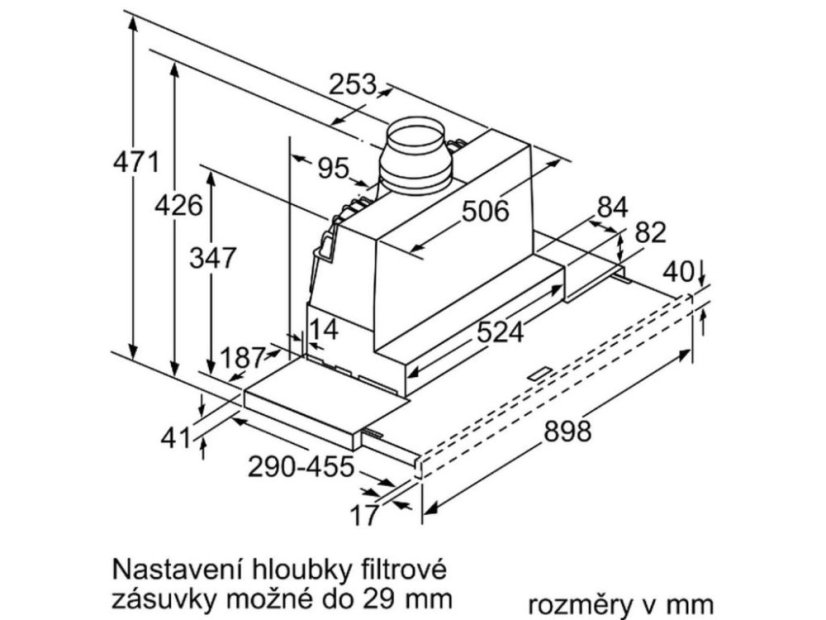 Výsuvná digestoř Bosch DFR097A52