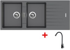 Sinks PERFECTO 1160 DUO Titanium + ELASTA černá matná