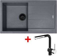 Sinks AMANDA 860 BL Nanogrey + MIX 3 P Nanoblack