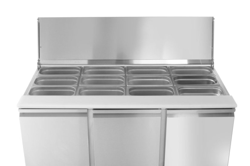 Třídveřový chlazený salátový stůl s odklápěcím víkem, Arktic, 253L, 230V/310W, 700x1380x(H)868mm