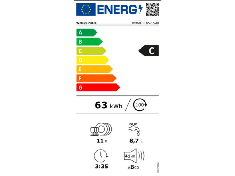 Vestavná myčka nádobí Whirlpool WH6IC11BS7LSA0