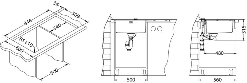 Alveus PURE 50 KMB - L 860x525 mm F