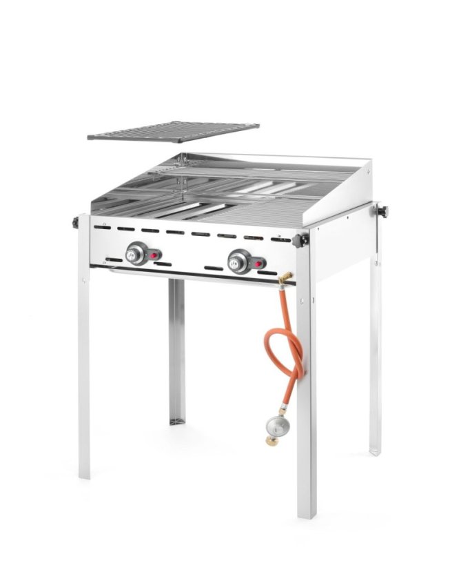 Plynový gril se 2 hořáky, HENDI, Profi Line, Včetně 2 mřížek GN 1/1 z nerezové oceli, 11,6kW, 740x612x(H)825mm
