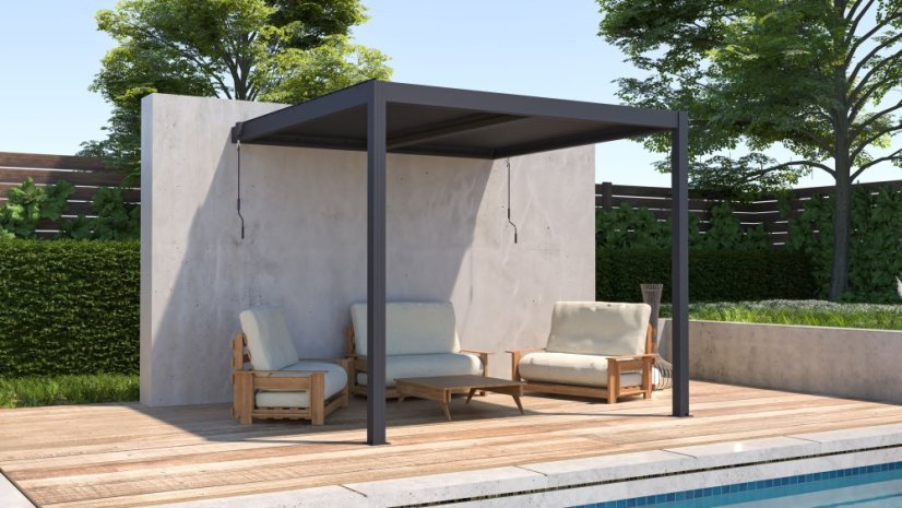Bioklimatická pergola G21 Trenton 3x3 m, antracitová hliníková