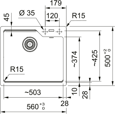 Franke UBG 610-56 Šedá břidlice