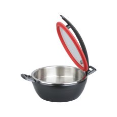 TOMGAST Chafing Artisan kulatý s červeným víkem a černou rukojeti, 449x330x209 mm, 4,5 l