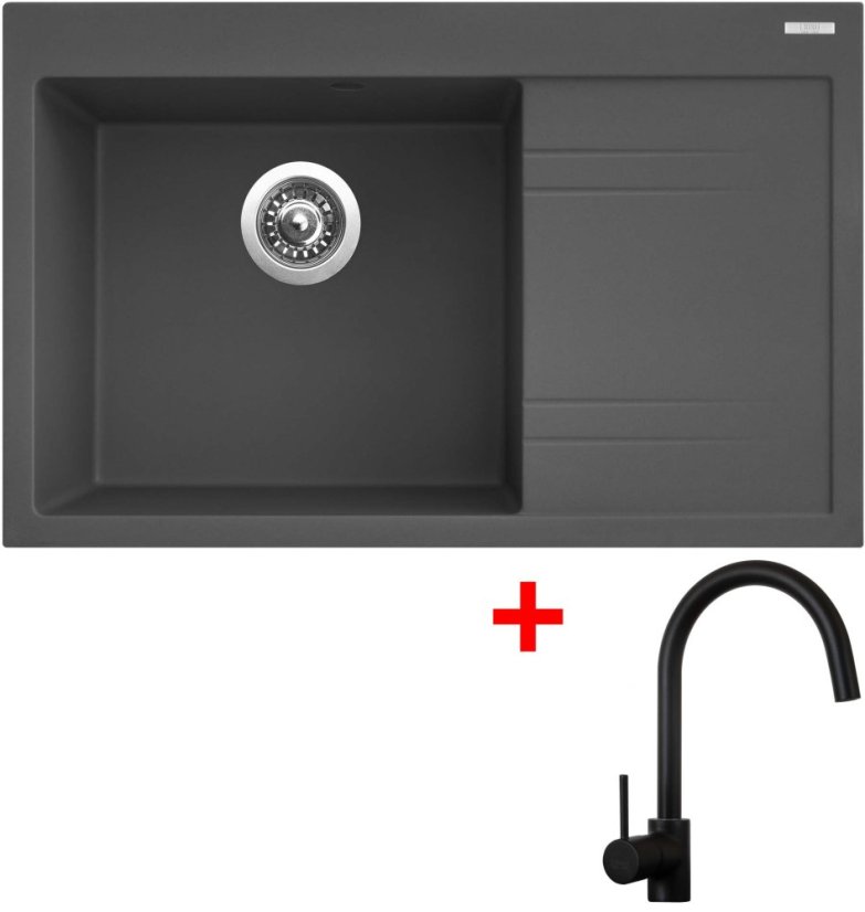 Sinks RIM 780 L Titanium + Vitalia černá matná Sinks RIM 780 L Titanium + Vitalia černá matná