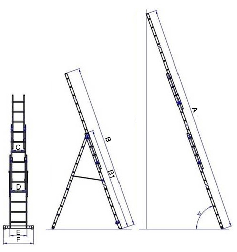 Žebřík G21 třídílný 5,9m, 3x9 příček