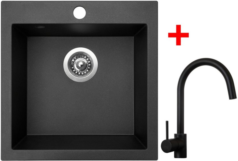 Sinks VIVA 455 Metalblack + Vitalia černá matná Sinks VIVA 455 Metalblack + Vitalia černá matná
