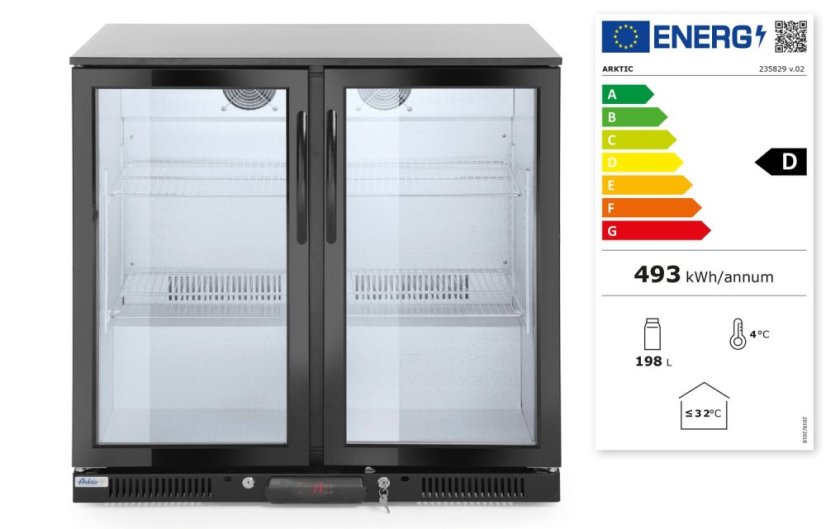 Zadní barová dvoudveřová chladnička, Arktic, 158L, Černá, 230V/160W, 900x530x(H)865mm