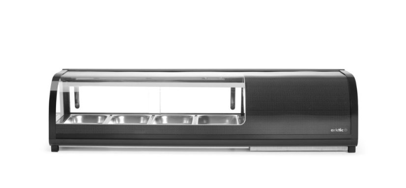 Stojan na Sushi, Arktic, Dodávané nádoby: 4x GN 1/3 (H) 40 mm., Černá, 230V/190W, 426x1177x(H)296mm