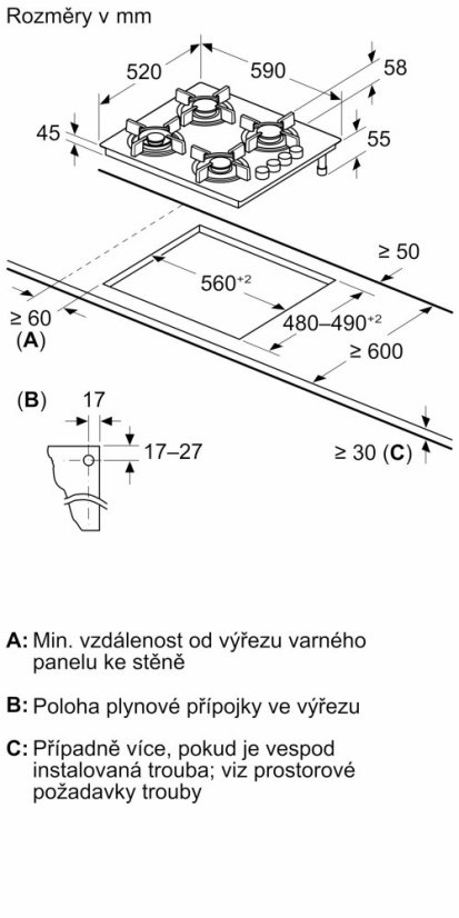 Plynová varná deska Bosch POH6B6K30