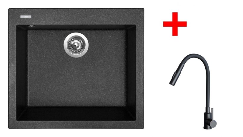 Sinks CUBE 560 Granblack + ELASTA S černá matná Sinks CUBE 560 Granblack + ELASTA S černá matná