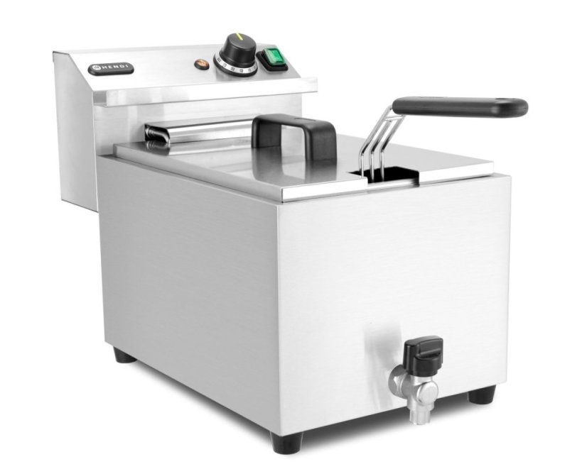 Hluboká fritéza XL s vypouštěcím kohoutkem, HENDI, Profi Line, 10L, 400V/6600W, 300x585x(H)377mm