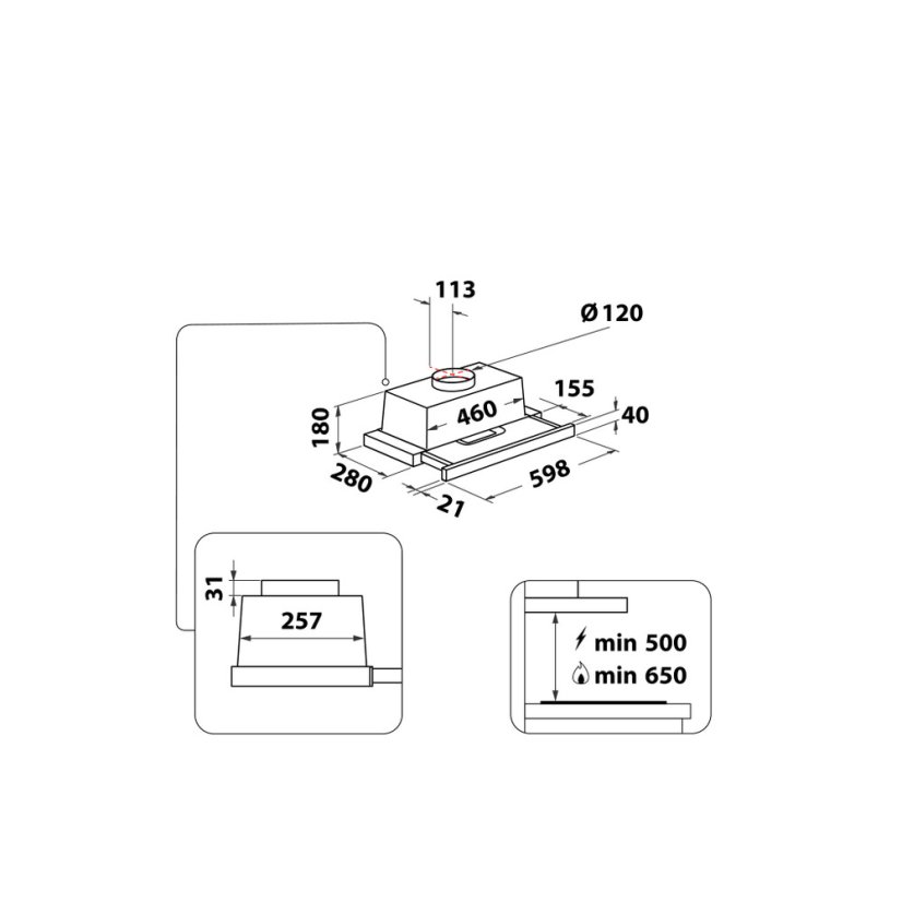 Výsuvná digestoř Whirlpool AKR53901IX