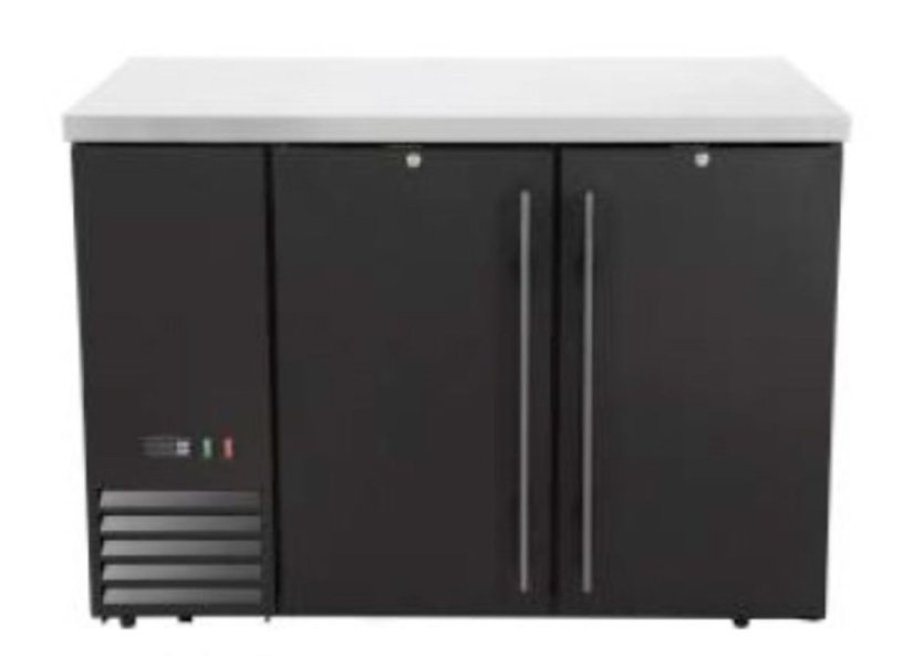 Chladicí barový pult, plné dveře, Arktic, 4 police, 283L, Černá, 230V/185W, 1217x631x(H)865mm