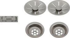 Odtoková sada InFino s přepadem C-overflow, satin dark platinum pro dva dřezy