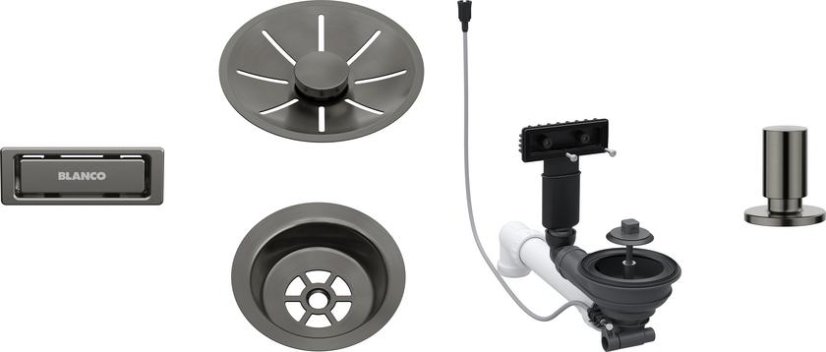 Odtoková sada 3 1" InFino pro jednu vaničku, přepad C-overflow, + táhlo, satin dark steel Odtoková sada 3 1" InFino pro jednu vaničku, přepad C-overflow, + táhlo, satin dark steel