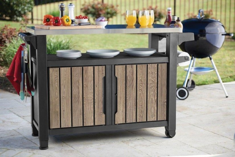 Grilovací stolek Keter UNITY XL 207 l Ashwood