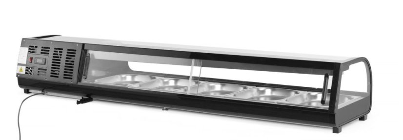 Stojan na Sushi, Arktic, Kapacita: 5x GN 1/2 (V)40 mm (včetně nádob)., Černá, 230V/190W, 420x1800x(H)265mm