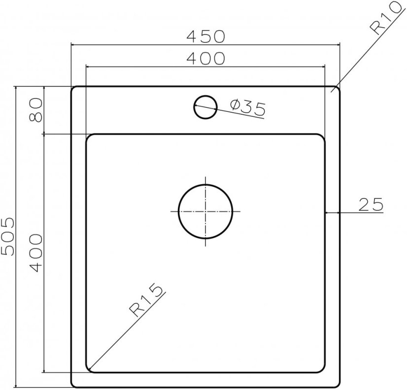 Sinks BLOCKER 450 V 1mm kartáčovaný