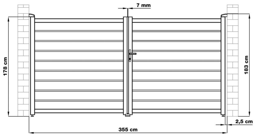 Brána G21 Reno 350x176 cm dvoukřídlá, antracitová