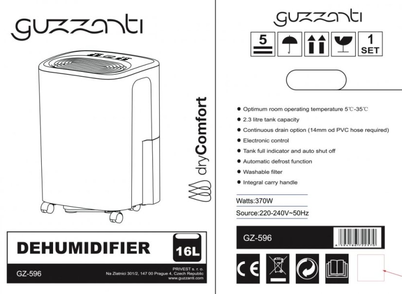 Odvlhčovač vzduchu Guzzanti GZ 596