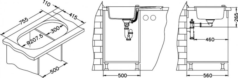 Alveus NIAGARA 40 G-91 černá (780x435mm)+ pop- up sifon