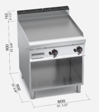 Grilovací hladká plotna Bertos G9FL8M-2 (hladká)