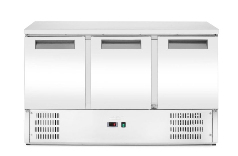 Třídveřový chladicí stůl s pracovní deskou a podstavcem, Arktic, 219L, 230V/152W, 700x1365x(H)855mm