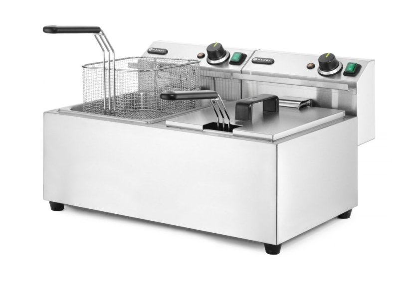 Ruční fritéza, 2 × 8 l, HENDI, Profi Line, 16L, 230V/7000W, 605x460x(H)369mm