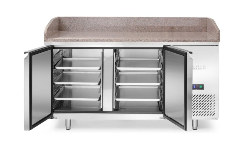 Pizza chladicí stůl s žulovou pracovní deskou, 2 dveře, Arktic, 250L, žula, 230V/250W, 800x1510x(H)1050mm