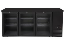 Chladicí barový pult, skleněné dveře, Arktic, 6 polic, 493L, Černá, 230V/185W, 1826x631x(H)865mm