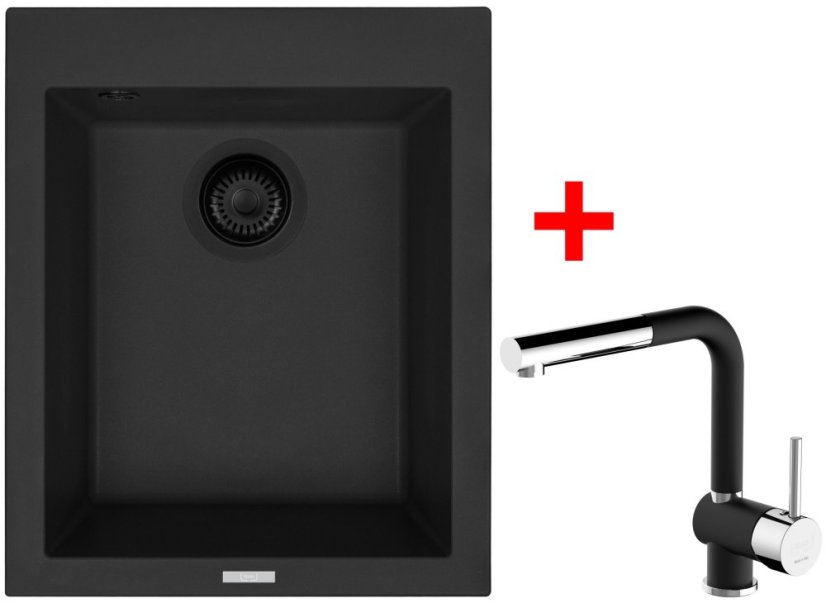 Sinks CUBE 410 BL Nanoblack + MIX 3 P Nanoblack Sinks CUBE 410 BL Nanoblack + MIX 3 P Nanoblack
