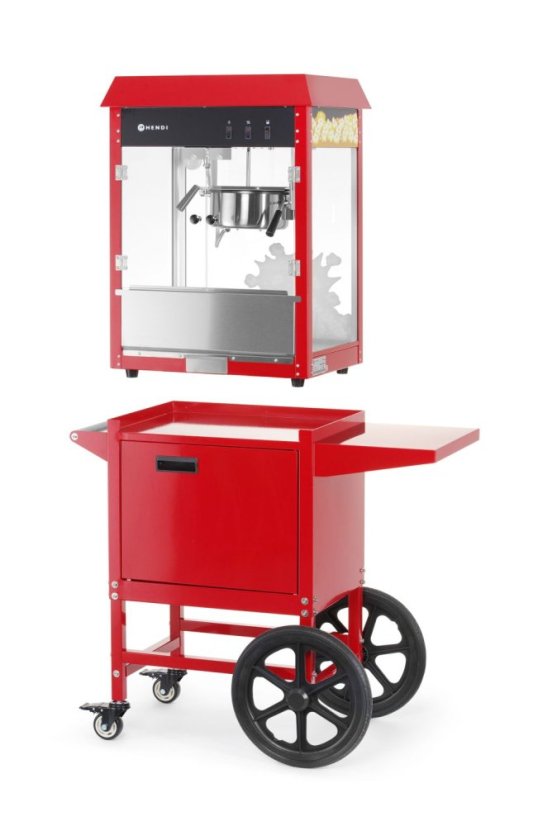 Popcornovač s vozíkem, HENDI, Červená, 230V/1155W, 940x510x(H)1553mm
