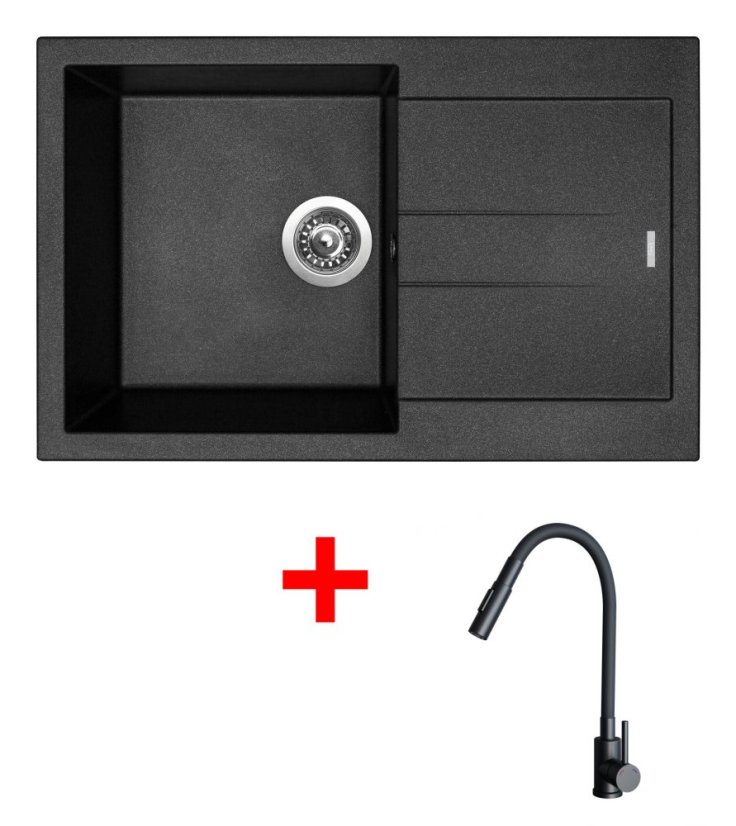 Sinks AMANDA 780 Metalblack + ELASTA S černá matná Sinks AMANDA 780 Metalblack + ELASTA S černá matná