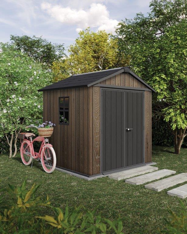 Zahradní domek Keter Apex 7,5 x 7 Walnut, s podlahou