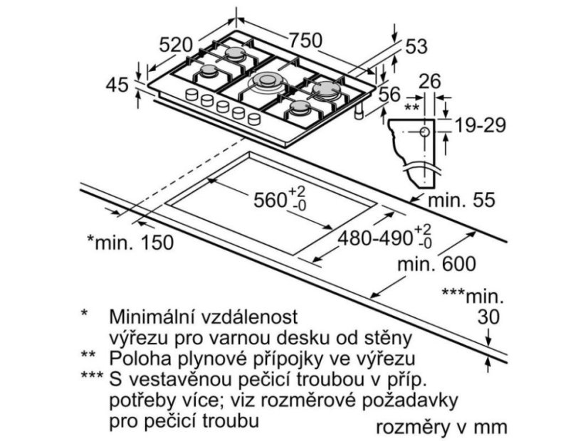 Plynová varná deska Bosch PCQ7A5I95