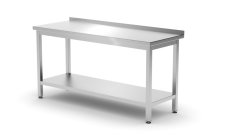 Nástěnný stůl s policí – přišroubovaný, hloubka 600 mm, HENDI, Profi Line, 1600x600x(H)850mm