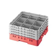 Cambro Koš Camrack 9 pozic, výška sklenice 17,4 cm - Červená