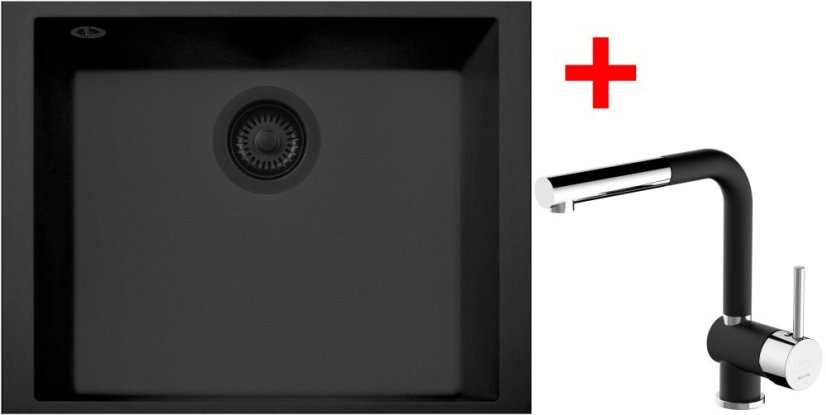 Sinks CUBE 490U BL Nanoblack + MIX 3 P Nanoblack Sinks CUBE 490U BL Nanoblack + MIX 3 P Nanoblack