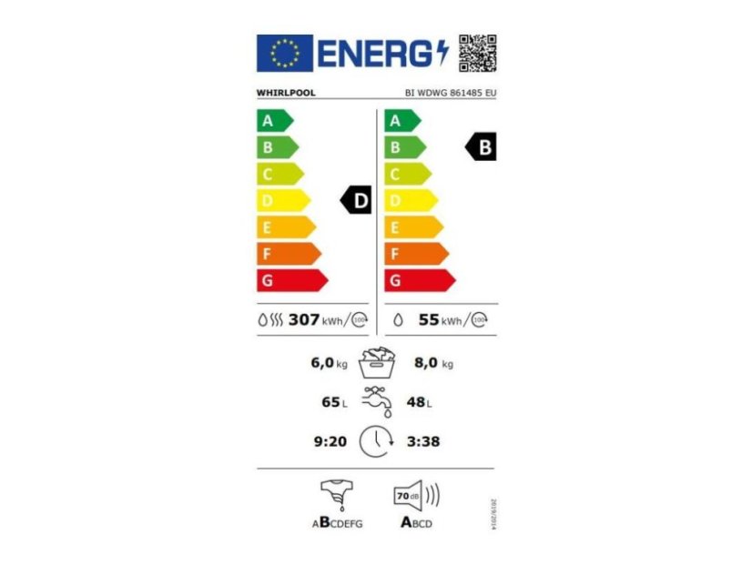 Vestavná pračka se sušičkou Whirlpool BIWDWG861485