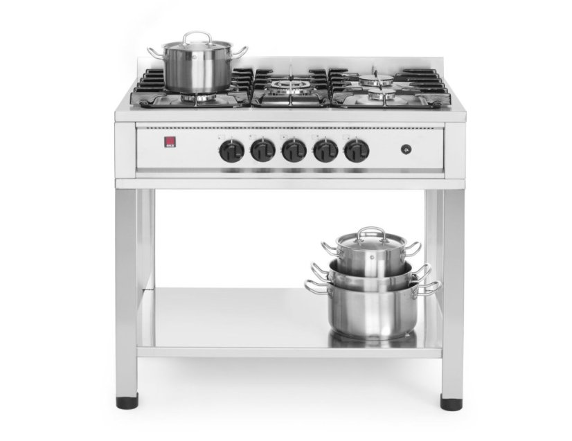 Plynový sporák - 5 hořáků, otevřený rám, HENDI, Kitchen Line, 14,3kW, 900x640x(H)910mm