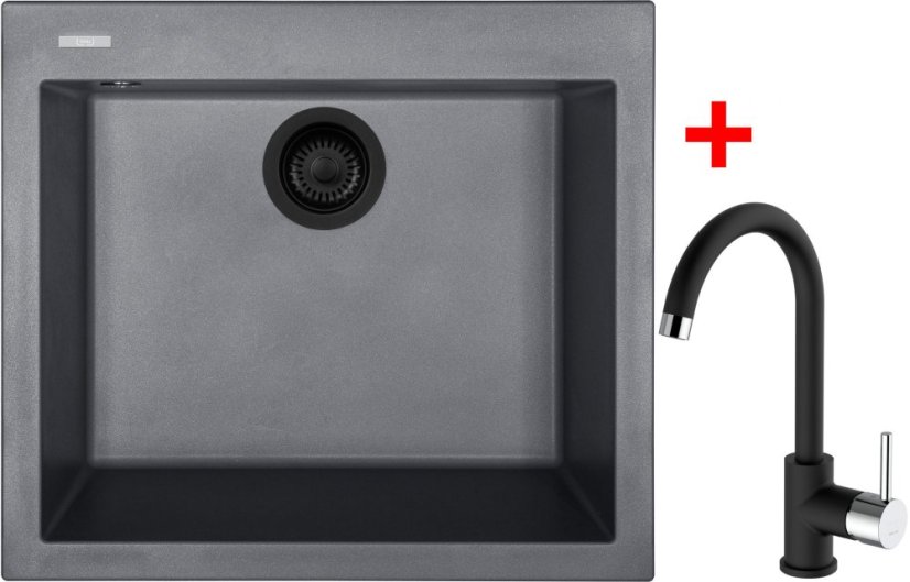 Sinks CUBE 560 BL Nanogrey + MIX 35 Nanoblack Sinks CUBE 560 BL Nanogrey + MIX 35 Nanoblack