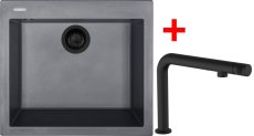 Sinks CUBE 560 BL Nanogrey + COMFORTA Nanoblack