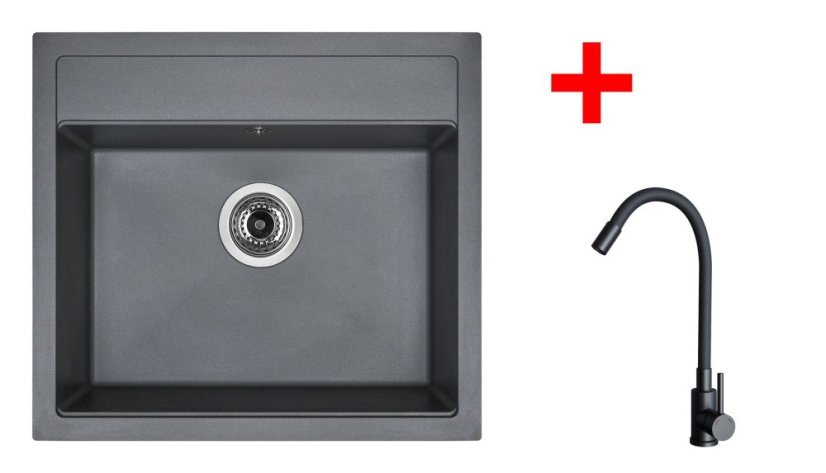 Sinks SOLO 560 Titanium + ELASTA černá matná