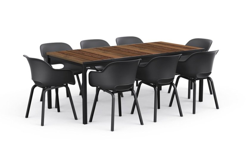 Zahradní stůl Keter Porto 200 walnut black steel